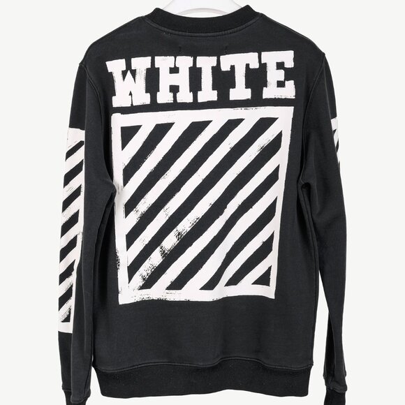 Off-White Black & White Brushed Diagonals Crewneck Sweatshirt - Picture 3 of 10